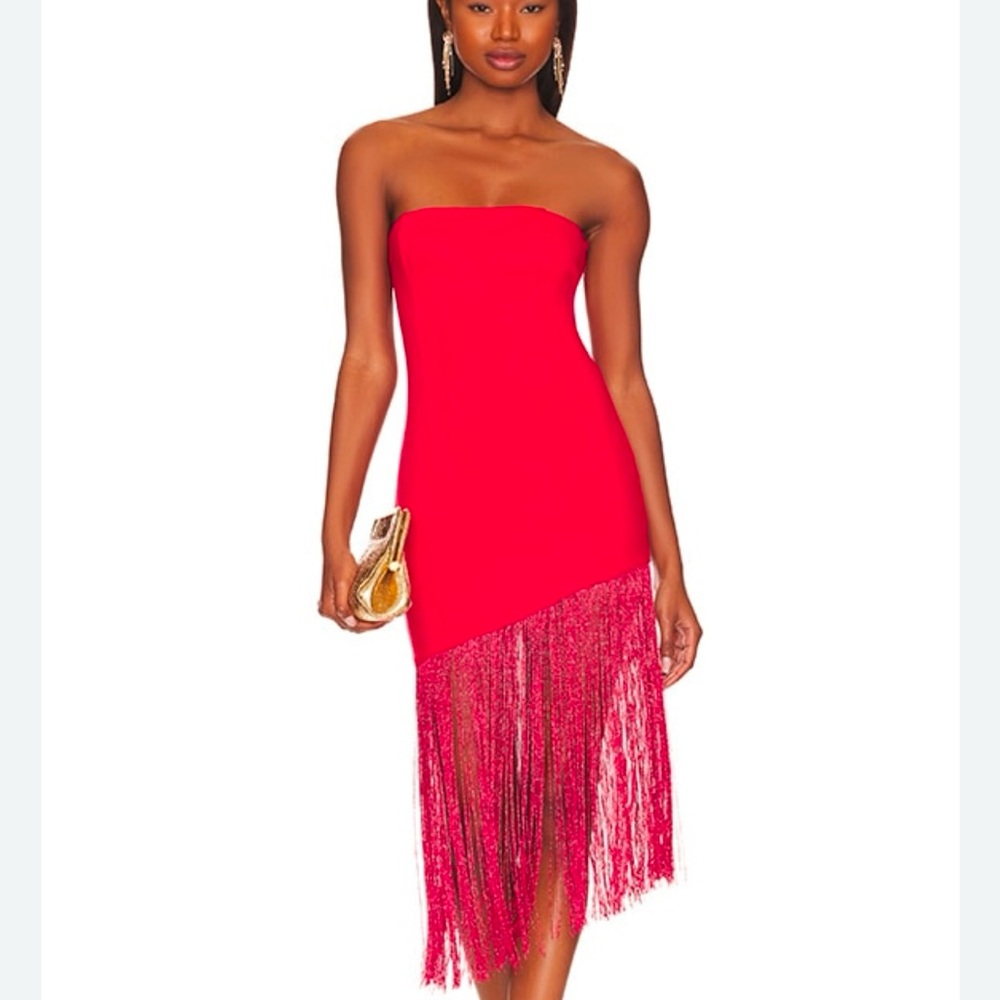 Superdown red fringe dress